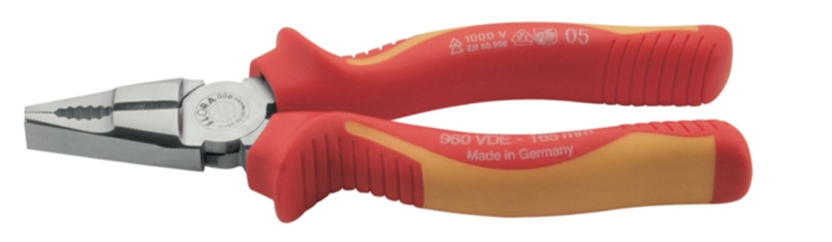 960- Kềm đầu bằng, kềm răng cách điện đa năng, sản xuất tại Đức