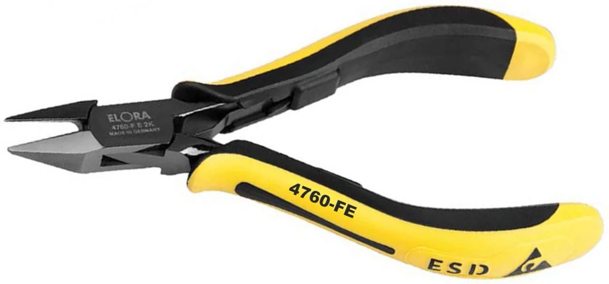 Kìm cắt linh kiện ELORA 4760-FE2K, lưỡi cắt vát mép đối xứng