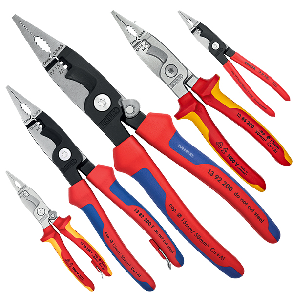 Kìm thợ điện 6 chức năng, size 200mm, cán bọc nhựa đa màu, mạ đen