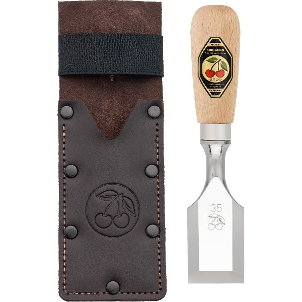 Kurzbeitel in Lederholster | 35 mmmit Rotbuchenheft