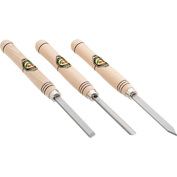 Drechslerbeitel-Satz in SB-Karton, 3-tlg.mit Weißbuchenheft