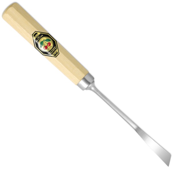 Đục điêu khắc gỗ Kirschen 3179006, lưỡi phẳng 6mm hơi cong số 4, vát trái, cán gỗ trắng