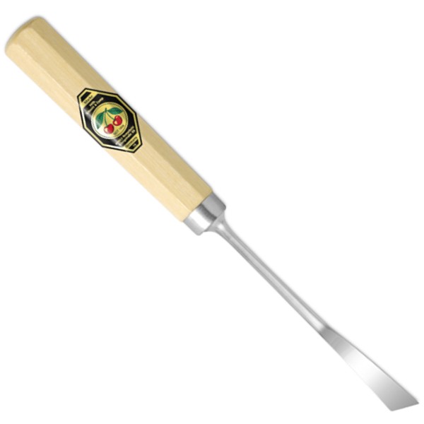 Bildhauerbeitel | Gekröpftes | rechtsschräges FlacheisenStich 4 | Achtkantform