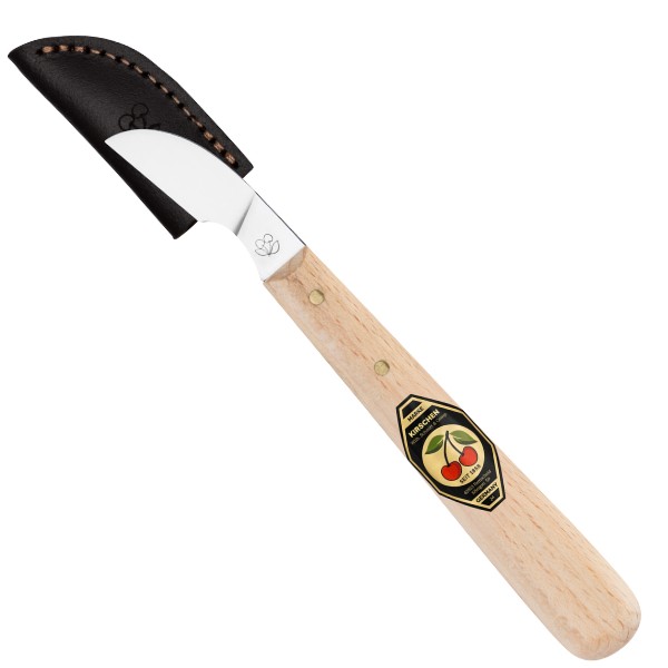 Kerbschnitzmesser mit Leder-Schneidenschutzlange, schräge Schneide