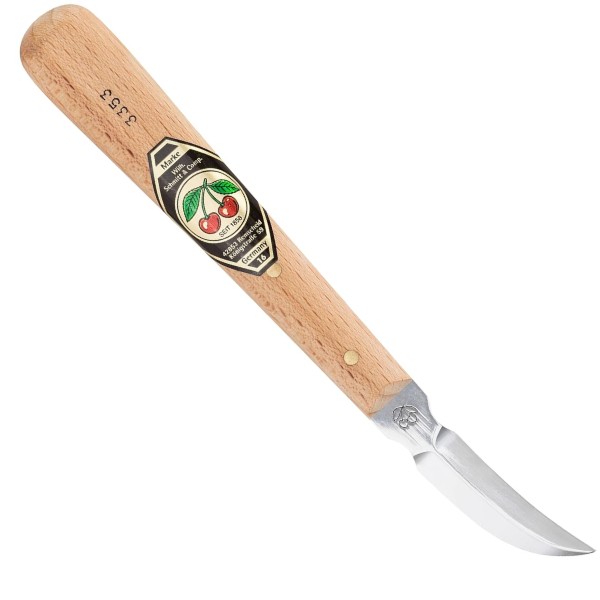 Dao điêu khắc Kirschen 3353, mũi cong 2 lưỡi, cán gỗ duyên