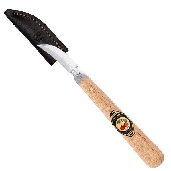 Kerbschnitzmesser mit Leder-Schneidenschutzdoppelseitige, gebogene Schneide