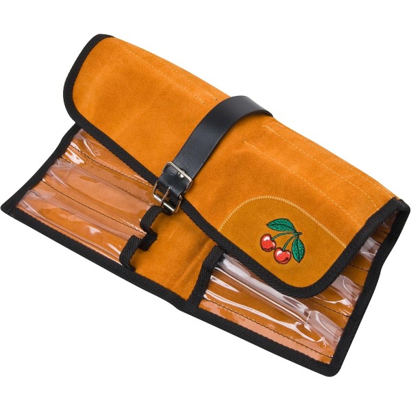 Lederrolltaschemit Klarsichtfächern