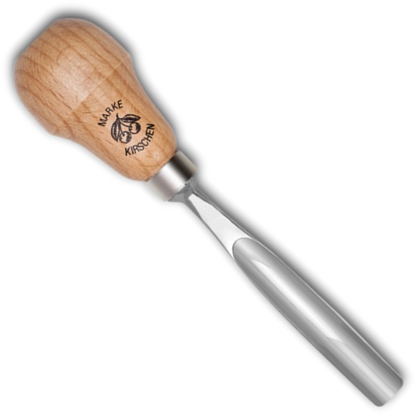 Kerbschnitzbeitel mit RotbuchenheftStich 8 | gebogen | mittlere Höhlung | Birnenform