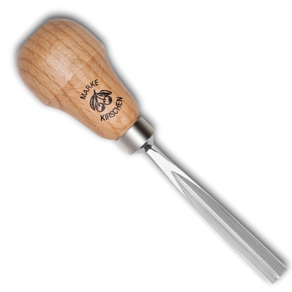 Kerbschnitzbeitel mit RotbuchenheftStich 39 | gerade | V-förmige Schneide | Birnenform