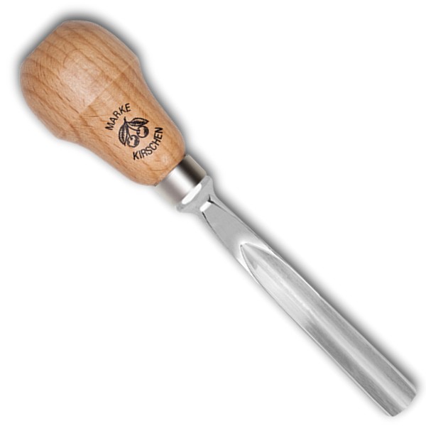 Kerbschnitzbeitel mit RotbuchenheftStich 39 | gebogen | V-förmige Schneide | Birnenform