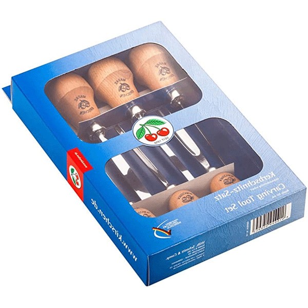 Bộ dụng cụ chạm khắc gỗ Kirschen 5696, 6 chi tiết, tay cầm quả lê