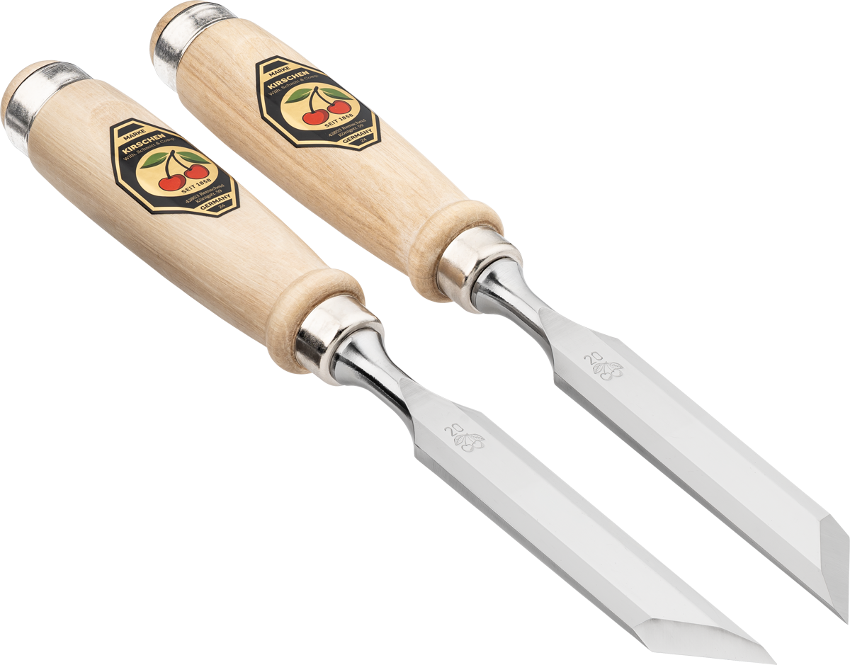 Stechbeitelpaar mit Weißbuchenheftmit schräger Schneide thumbnail 2