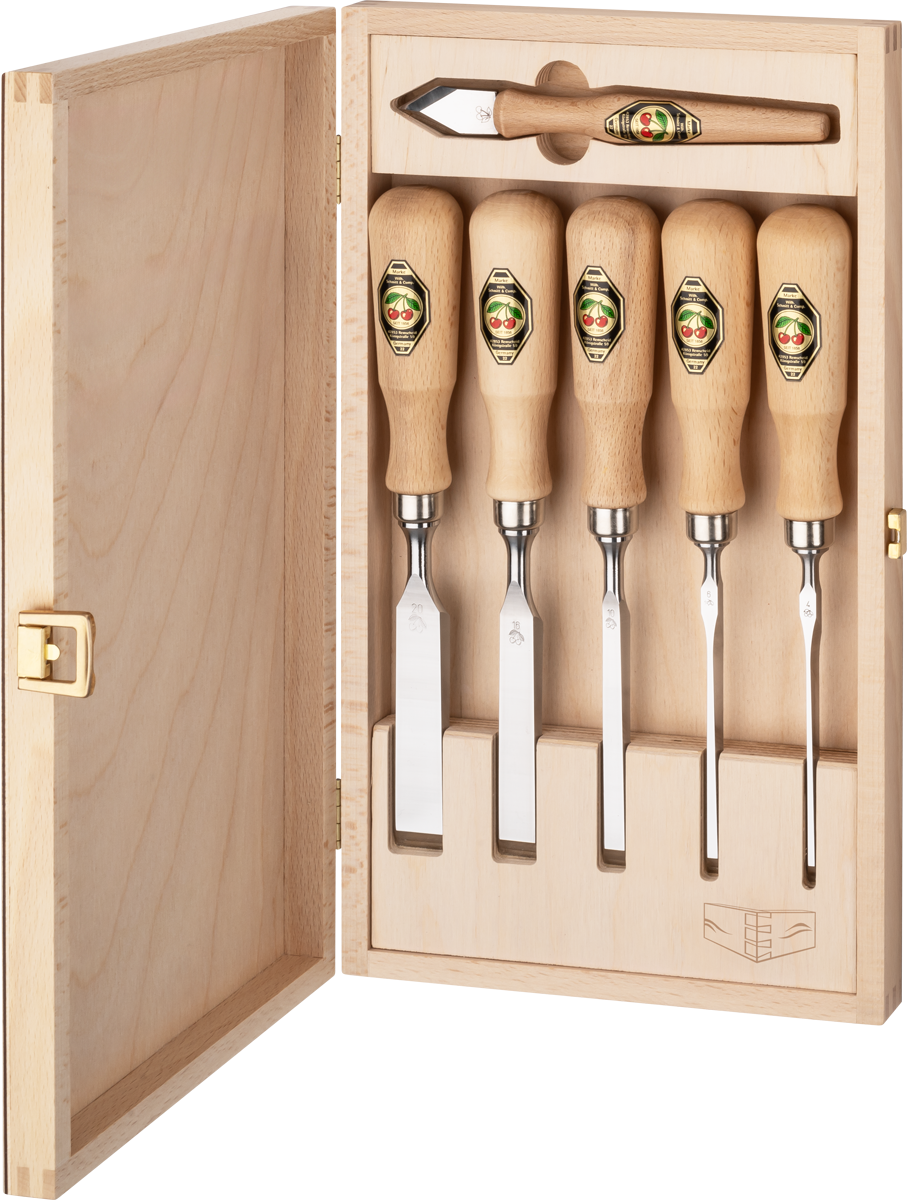 Stechbeitelsatz für Zinkenverbindungen | 6-teiligmit Rotbuchenheft thumbnail 2