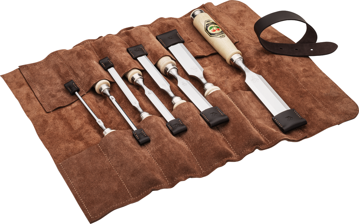 Stechbeitelsatz in Ledertasche | 8-teiligmit Weißbuchenheft