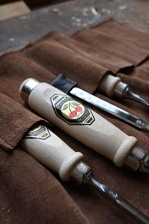 Stechbeitelsatz in Ledertasche | 4-teiligmit Weißbuchenheft thumbnail 3