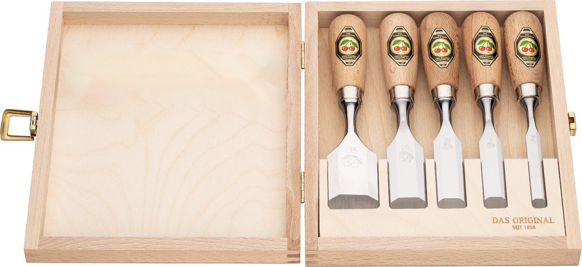 Kurzbeitelsatz im Holzkasten | 5-teiligmit Rotbuchenheft thumbnail 4