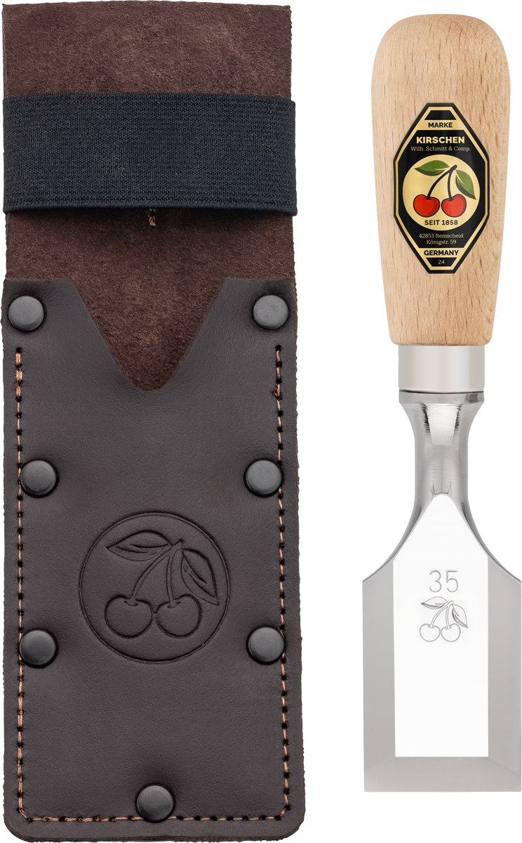 Kurzbeitel in Lederholster | 35 mmmit Rotbuchenheft thumbnail 2