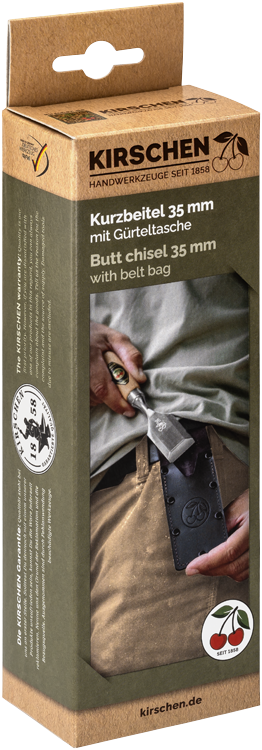 Kurzbeitel in Lederholster | 35 mmmit Rotbuchenheft thumbnail 4