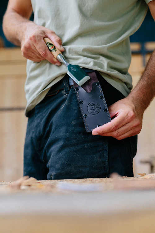 Kurzbeitel in Lederholster | 35 mmmit Rotbuchenheft thumbnail 5