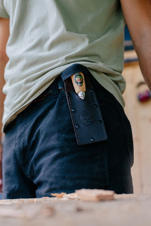 Kurzbeitel in Lederholster | 35 mmmit Rotbuchenheft thumbnail 6