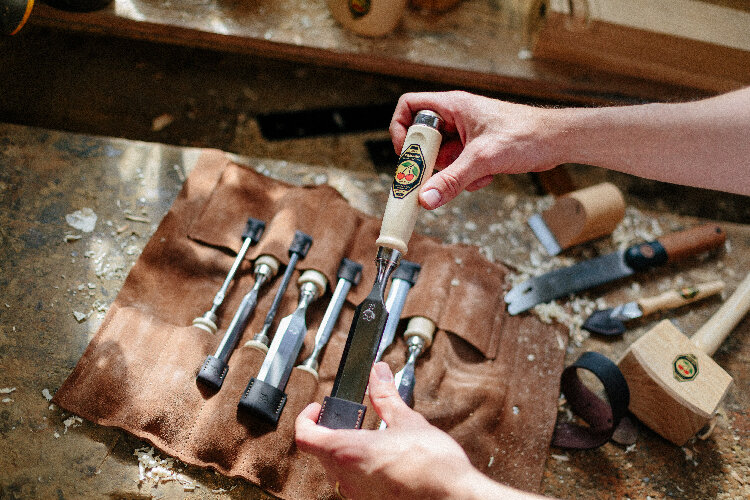 Stechbeitelsatz in Ledertasche | 6-teiligmit Weißbuchenheft thumbnail 4