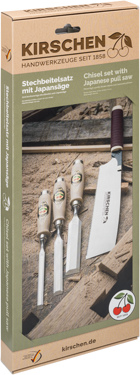 Stechbeitelsatz + Japansäge im Kartonmit Weißbuchenheft thumbnail 2