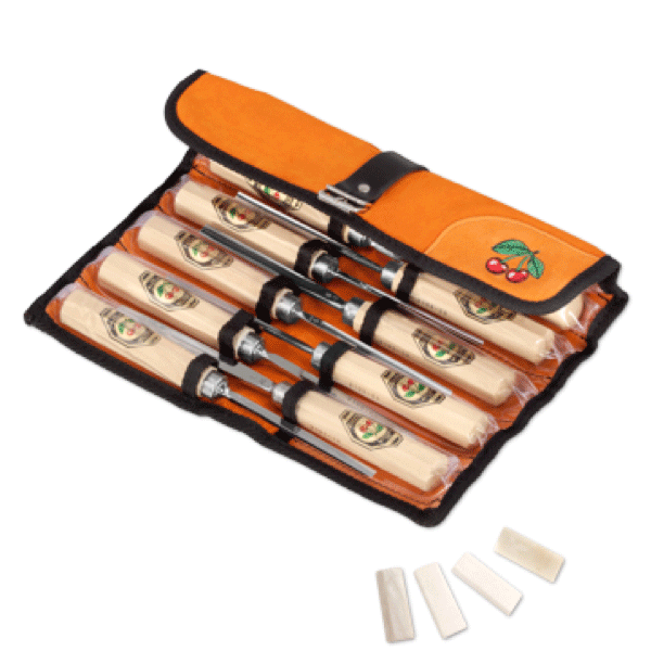 Bộ đục gỗ 12 chi tiết Kirschen 3157 LRT, đựng trong túi da thuộc