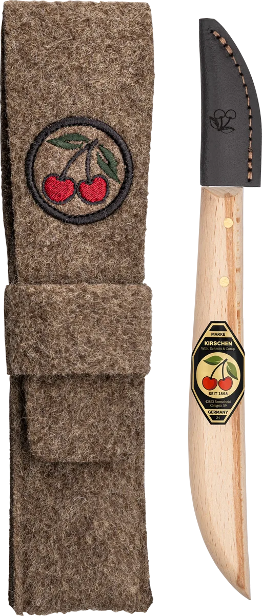 Kirschen chip carving knife 3306000, in felt pouch with white beech wood handle thumbnail 2