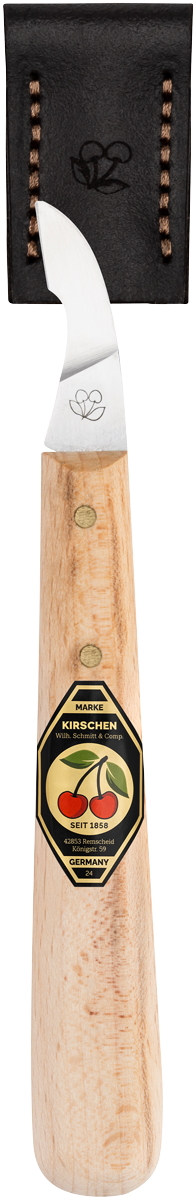 Kerbschnitzmesser mit Leder-Schneidenschutzkurze, schräge Schneide thumbnail 2