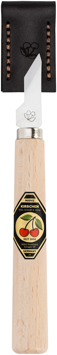 Kerbschnitzmesser mit Leder-Schneidenschutzschmale, schräge Schneide thumbnail 2