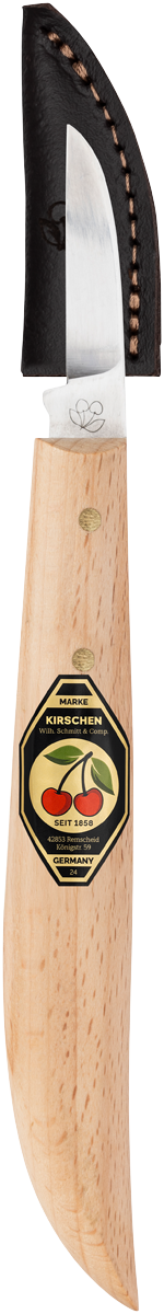 Kerbschnitzmesser mit Leder-Schneidenschutzrunder Rücken, gerader Schneide thumbnail 2