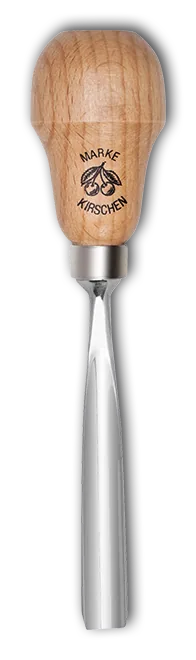 Kirschen chip carving chisel with red beech handle, sweep 8, straight, medium sweep, pear-shaped handle thumbnail 2