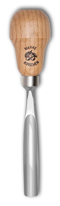 Kirschen chip carving chisel with red beech handle, sweep 8, bent, medium sweep, pear-shaped handle thumbnail 2