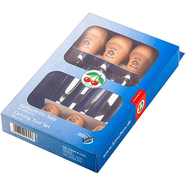 Bộ dụng cụ chạm khắc gỗ Kirschen 5696, 6 chi tiết, tay cầm quả lê thumbnail 2