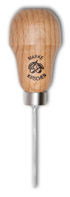 Zierschnitzeisen mit Rotbuchenheft | 1,5 mmStich 39 | gebogen | Birnenform