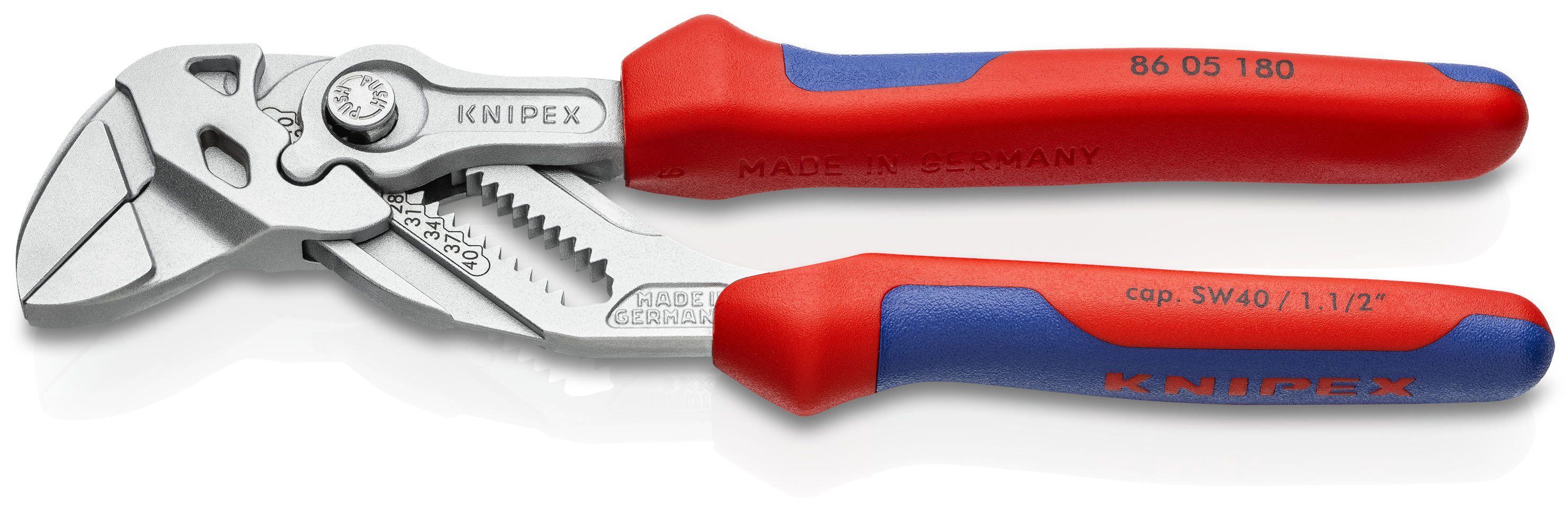 KNIPEX 86 05 180 Pliers Wrench pliers and a wrench in a single tool 180 mm chrome-plated with comfort handles chrome-plated