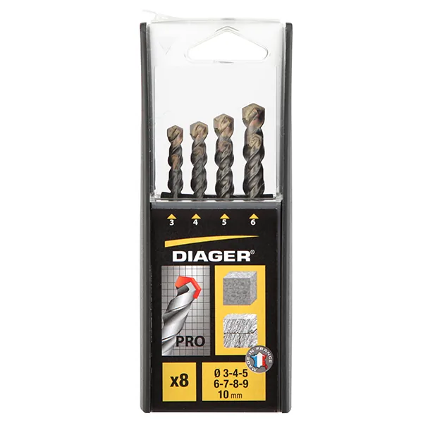 Bộ 8 mũi khoan bê tông size Ø3-10mm