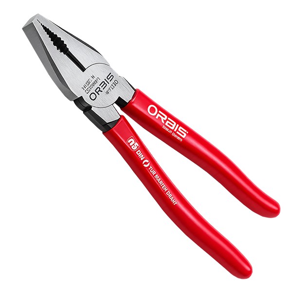 Kìm đa năng 8", cạnh đen mặt bóng, cán PVC đỏ