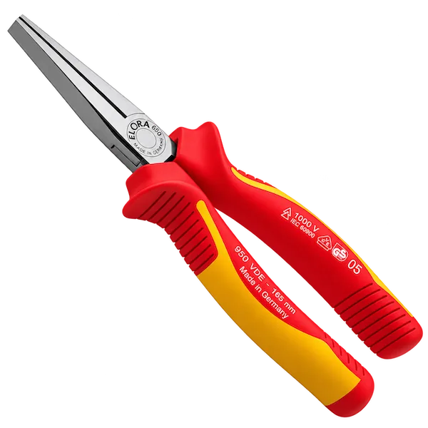 Kìm cách điện mũi bằng Elora 920-165, mũi dài đầu dẹt mỏ vịt