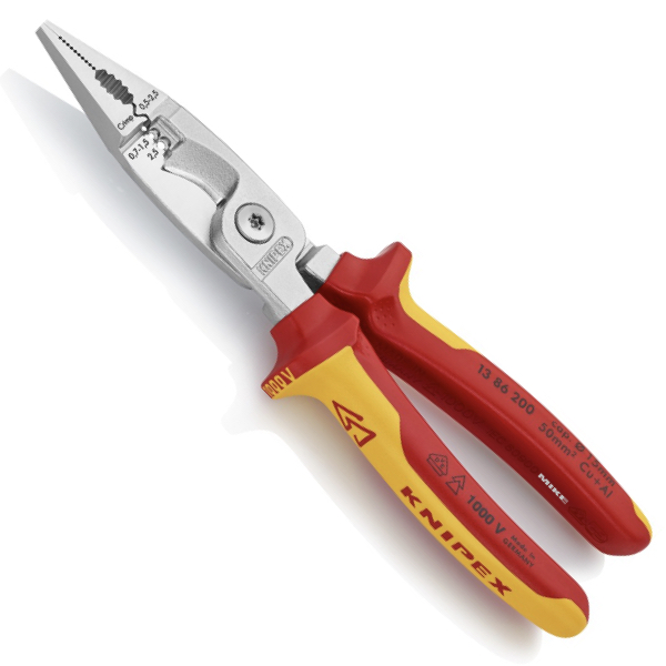 Kìm thợ điện đa năng KNIPEX 13 86 200, cán cách điện chuẩn VDE
