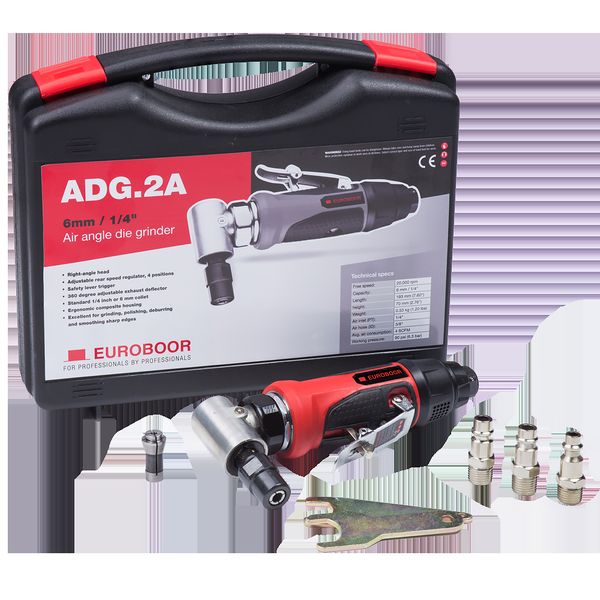 Bộ máy mài khí nén, 20000 RPM. Euroboor ADG.2A-CASE - 1/4, 6