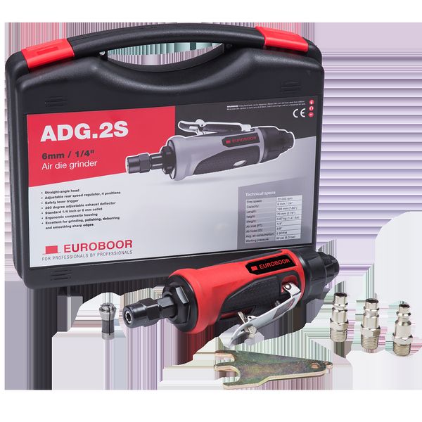 Bộ máy mài khí nén, 20000 RPM. Euroboor ADG.2S-CASE - 1/4, 6