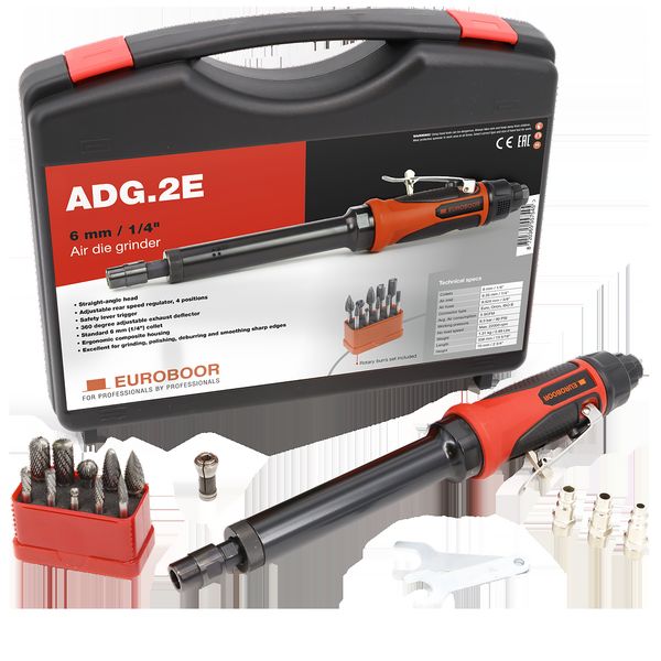 Máy mài khí nén, 22000 RPM. Euroboor ADG.2E-SET, đầu dài