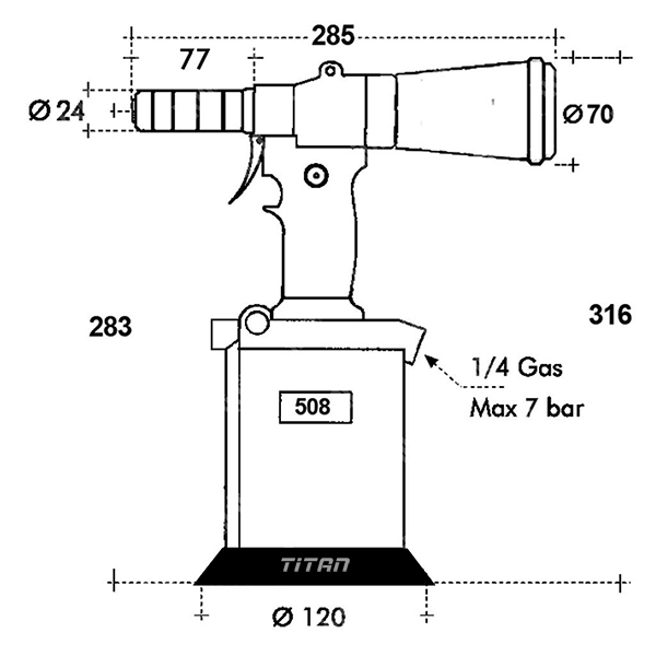 Máy bắn Rivit bằng khí nén RIV508, sản xuất tại Italia