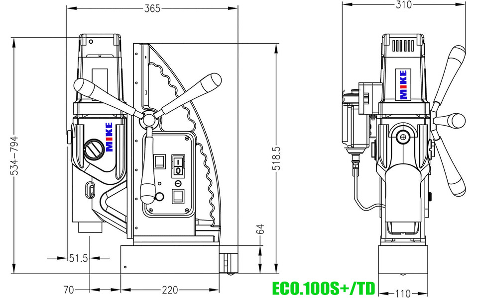 ECO100 Máy khoan từ hạng nặng 4 cấp tốc độ, khoan max Ø100mm