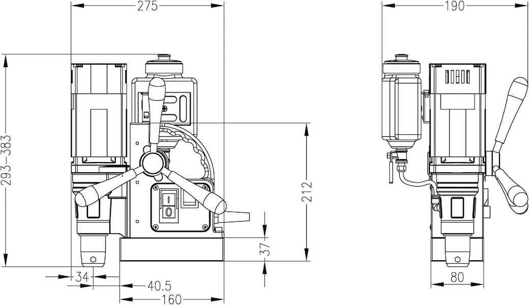 bản vẽ kích thước máy khoan từ Euroboor ECO30