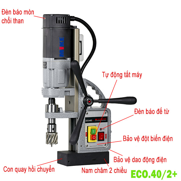 ECO40 Máy khoan từ Ø12-40mm, lực từ 15000N Euroboor Hà Lan