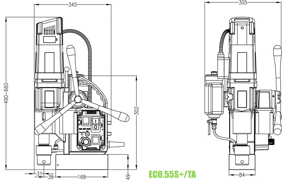 ECO.55 Máy khoan từ cỡ lớn khoan max Ø55mm, taro M3-M20