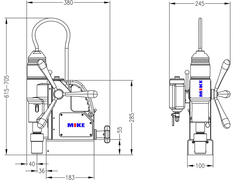 AIR55 Máy khoan từ bằng khí nén, khoan max Ø55mm