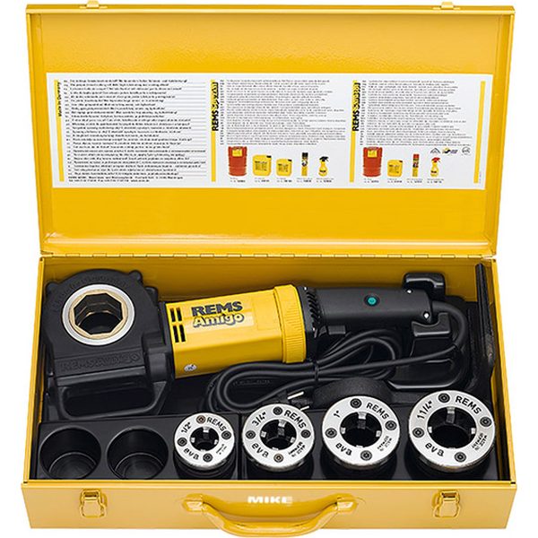 Máy tiện ren ống cầm tay REMS Amigo, chạy điện, đường kính từ 16-40mm